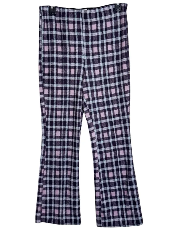 Maeve Anthropologie Cropped Plaid Flare Pants Stretch Preppy Twee Retro Tartan S - Image 2