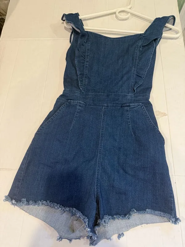 Denim Blvd Los Angeles Ruffle Strappy Denim Romper - Image 2