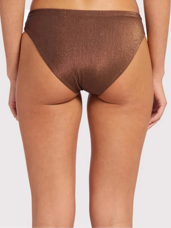 Nuuds Women's Shimmery Brown Low rise Bikini Bottoms Size M - Image 6