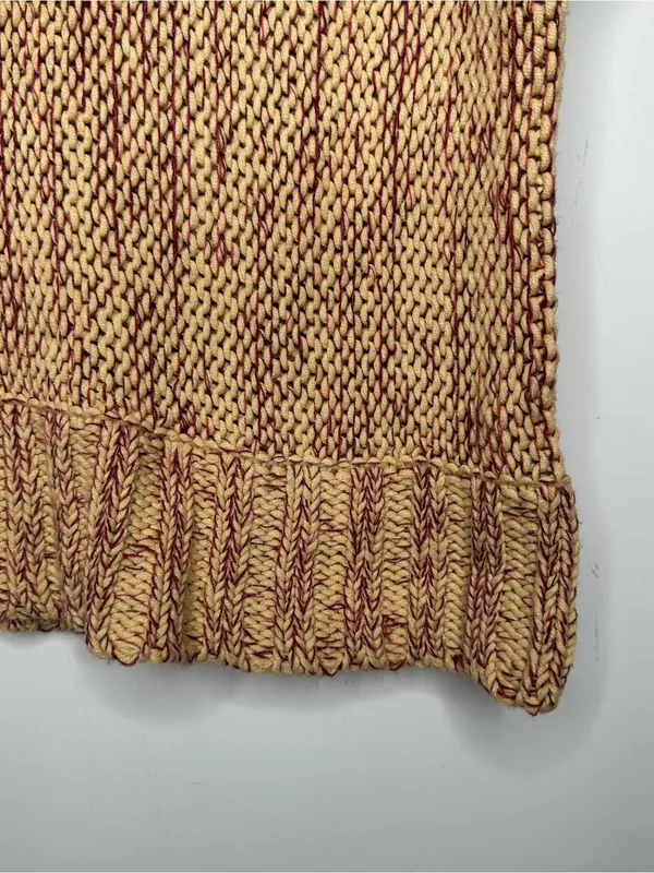 Free People Deep V-Neck Grommet Short Sleeve Chunky Knit Sweater Small - Image 3