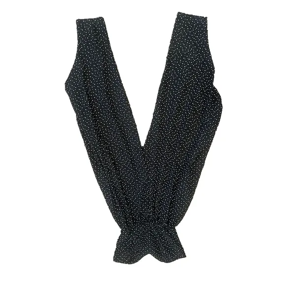 Vtg Diamonds Run Jumpsuit Black Polka Dot Strapless‎ Sweetheart Harem Retro XS - Image 2