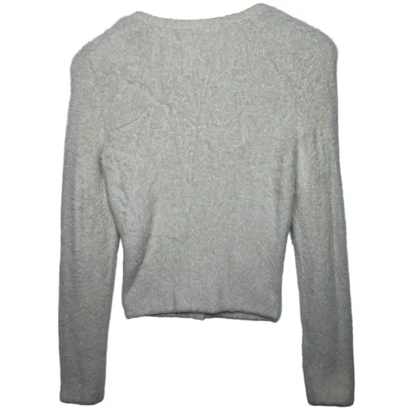 Abercrombie & Fitch Soft AF Gray Fuzzy Knit Button Cardigan Sweater Top Size M - Image 2