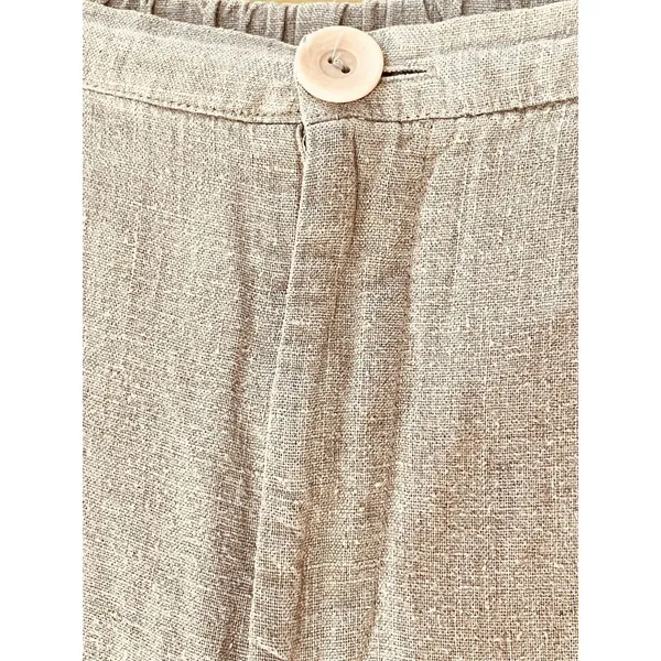 FLAX Pants M Fits L XL Linen Oatmeal Relaxed Lagenlook Coastal Grandma Capsule - Image 4