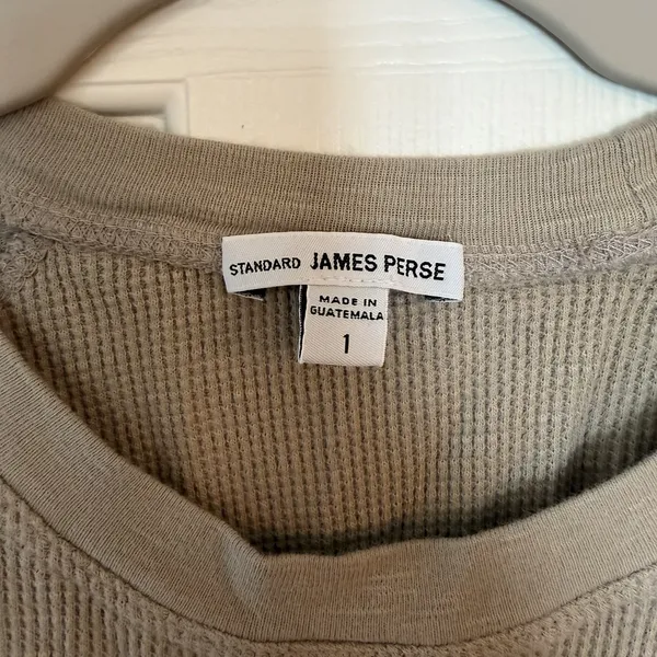 James‎ Perse Waffle Knit Thermal Top Oatmeal Long Sleeve Warm Quiet Luxury Small - Image 2
