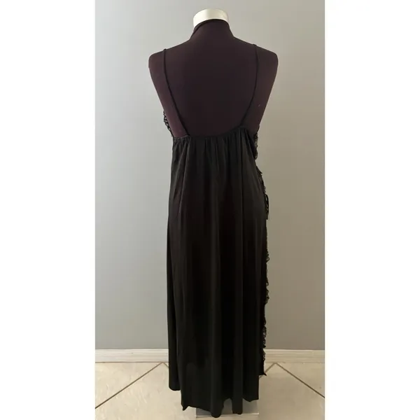 Vintage Miss Selfridge Sheer Slip Dress Black Lace Cut Out Side Nightgown - Image 4