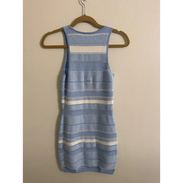 Alo Yoga Sport Play Knit Dres Blue White Size XS - Image 4