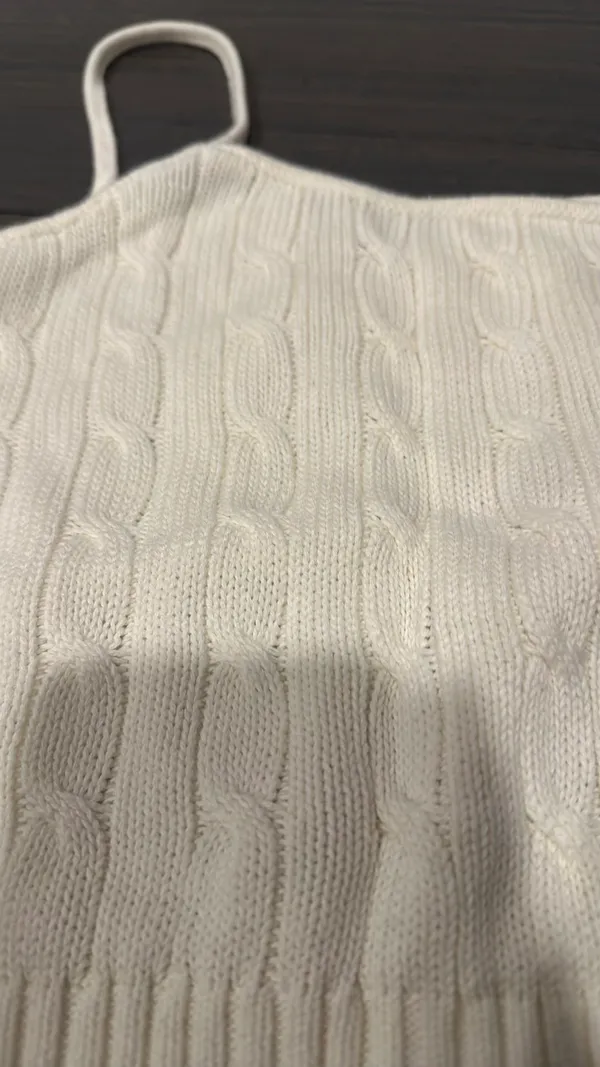 Brandy Melville Cable Knit Cream Tank Top - Image 2