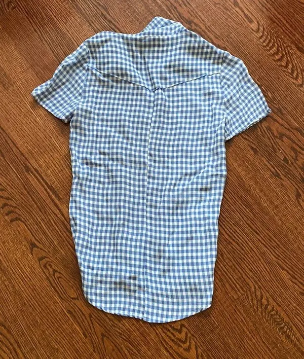 Reformation Blue Gingham Print Blouse - Image 4