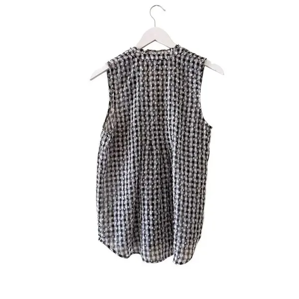 MAEVE ANTHROPOLOGIE Black/White Gingham Sleeveless Button Down Blouse SZ S #2467 - Image 6