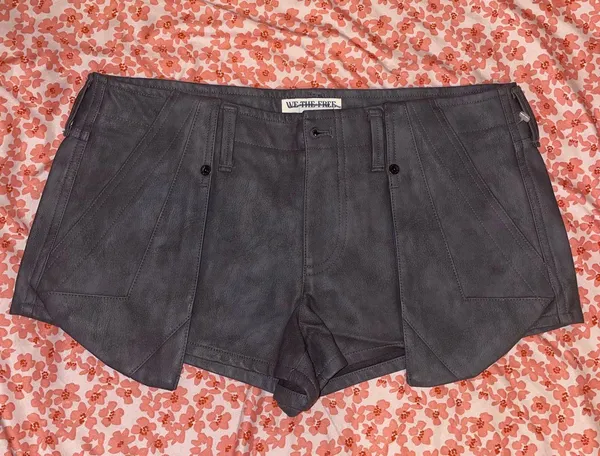 NWOT Free People/We the Free Dark Angel Vegan Micro Shorts | Charcoal Combo - Image 3