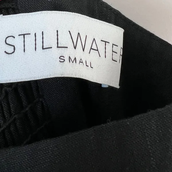Stillwater Black Linen Blend Midi‎ Dress Small Spaghetti Strap Boho Casual - Image 6