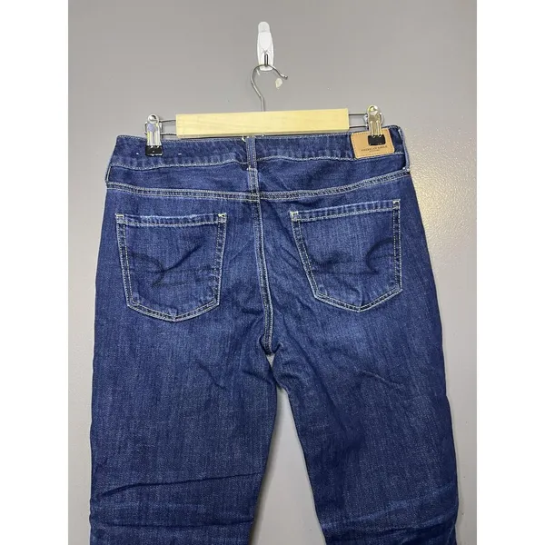 American Eagle Outfitters Tomgirl Jeans Womens 4 Dark Wash Blue Distressed Denim - Image 5