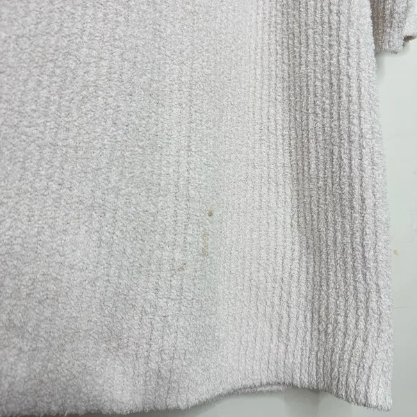 Barefoot Dreams CozyChic Knit Side Tie Ribbed Robe Almond Off White Size XL - Image 5