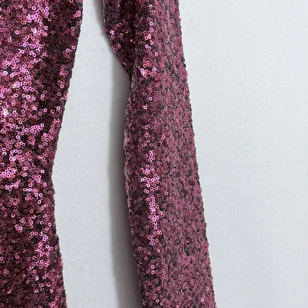 Dress the Population Pink Sequin Deep V-Neck Long Sleeve Sheath Mini Dress Sz S - Image 9