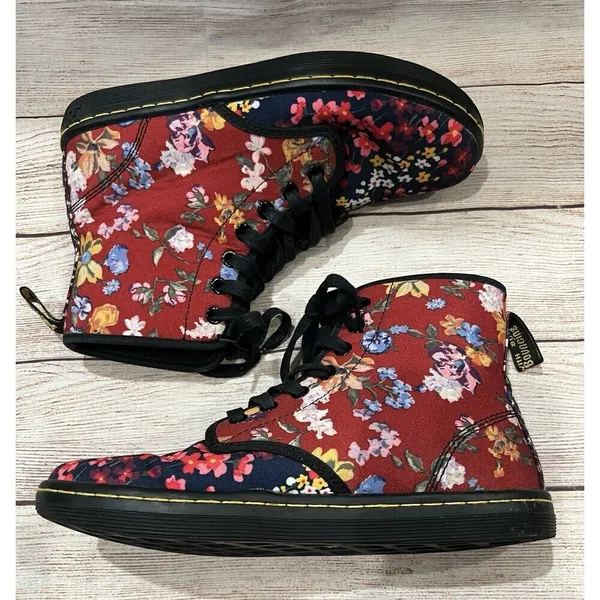 Dr. Martens Pink Floral Boots Kids Size 4 Womens Size 6 - Image 6