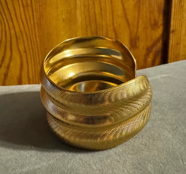 Gold Tone Chunky Statement Cuff Bracelet - Image 3