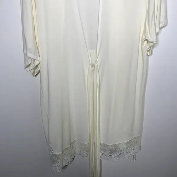 Eberjey Rosalia Tencel Modal Ivory Robe Lace Tie Womens Small - Image 13