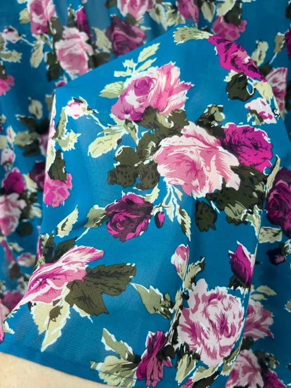 Show Me Your Mumu Floral Blouse Tunic Teal Semi Sheer Romantic Whimsical USA Lg - Image 11