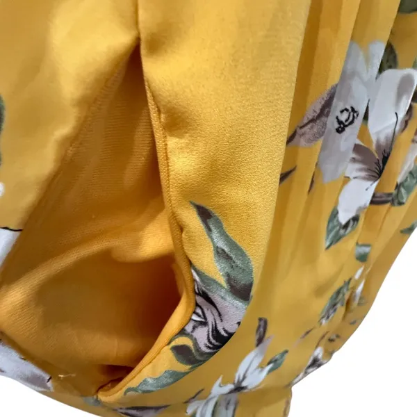Romper Jumpsuit yellow floral size small by sienna sky perfect for fall w denim - Image 8