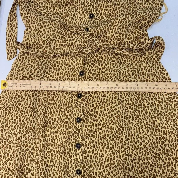 Anthropologie Designer Classy Animal Print Flutter Sleeve Boho Button‎ Dress 0 - Image 11