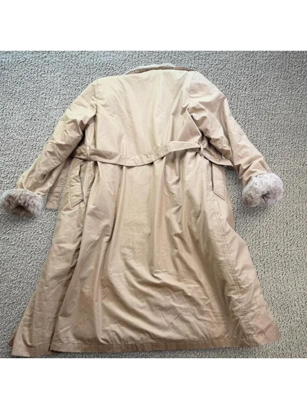 Vintage London Fog Full Length Faux Fur Lined Belted Trench Coat Womens 8 70s - Image 2