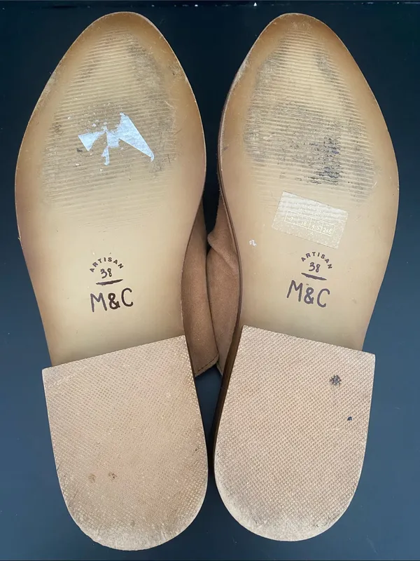 Musse &Cloud Pointed Toe Heeled Suede Mules Tan Size 7 - Image 6