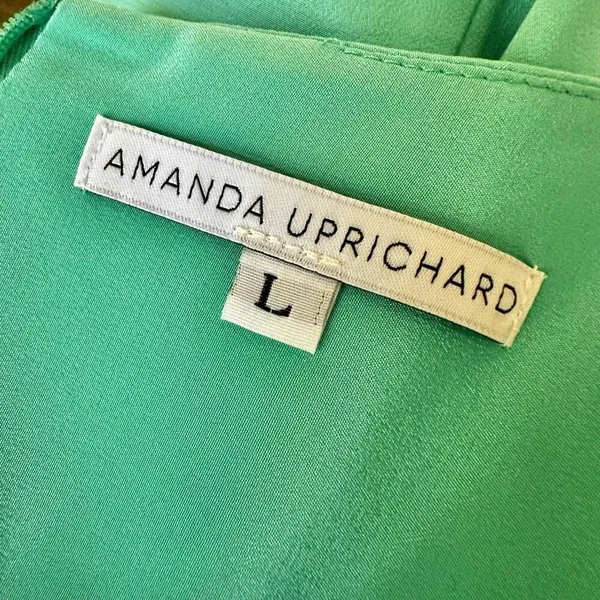 Amanda Uprichard silk green V neck sleeveless dress - Image 8