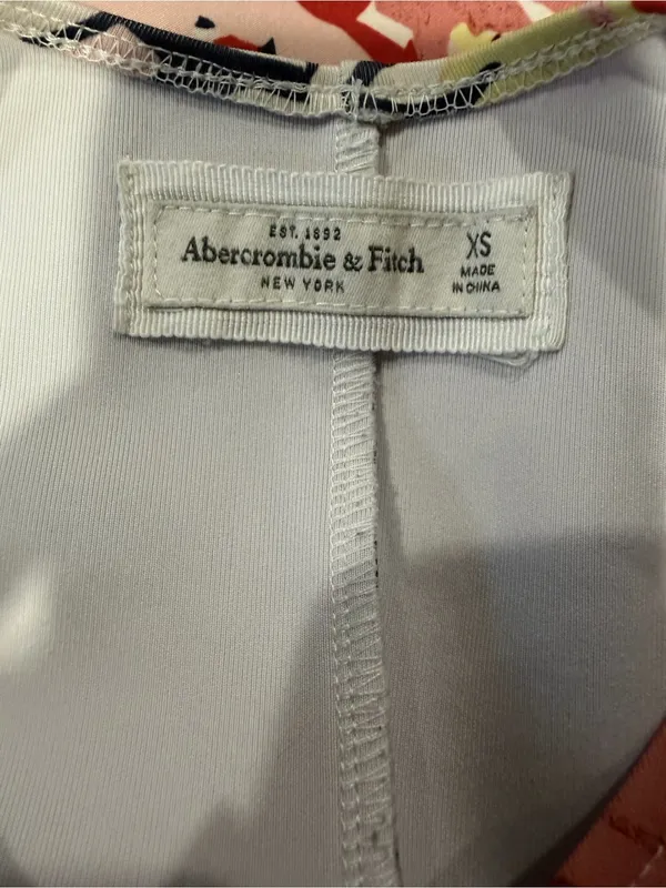 Y2K Abercrombie & Fitch Scuba Floral Sleeveless Bodycon Mini Dress White‎ Multi - Image 4