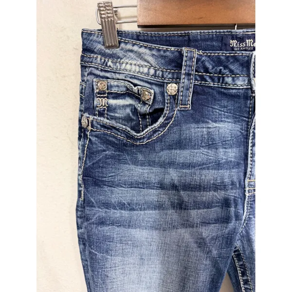 Miss Me Jeans Curvy Ankle Skinny Women's 30 Blue E3764VFA5 Horseshoe Western - Image 7