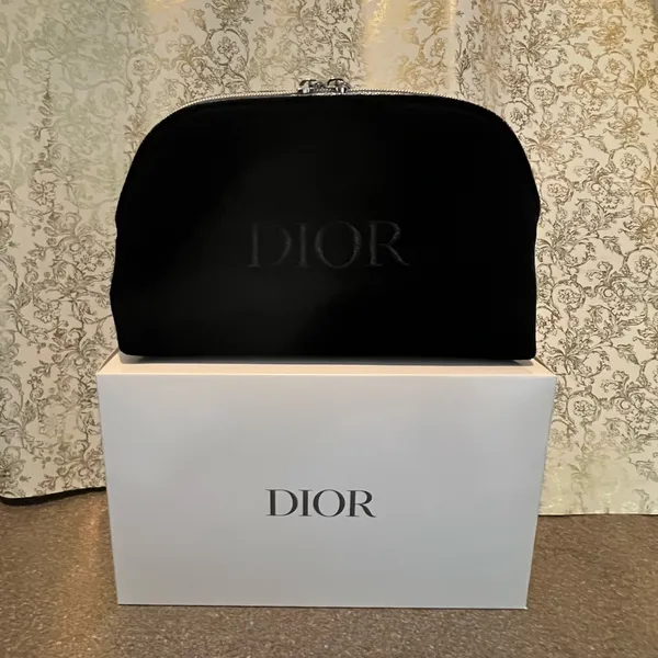 Christian Dior ⚡️ 2024 Black Velvety ‘DIOR’ Monogram Pouch Clutch Bag, NIB - Image 2