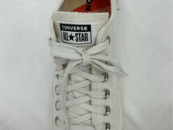 Converse Low Top Canvas Sneakers - Off-White with Red Accent B32 - Image 5