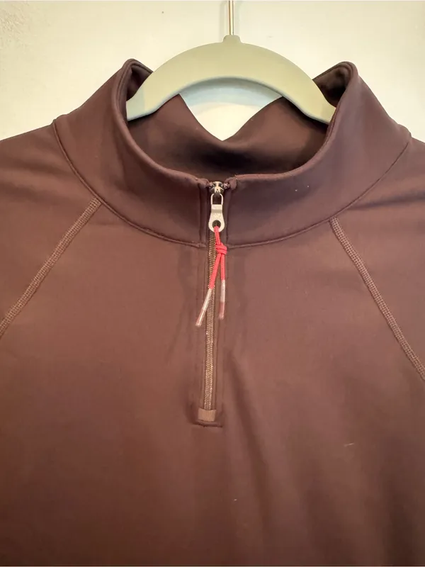 OFFLINE By Aerie Warm Up Quarter Zip Cropped Sweatshirt Brown M - Image 3
