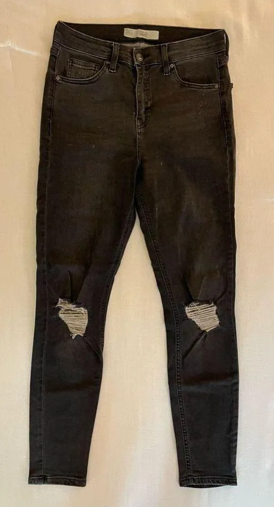 Topshop Moto - Jamie High Rise Skinny Distressed Jeans, Gray/Black, Size 28, EUC - Image 9