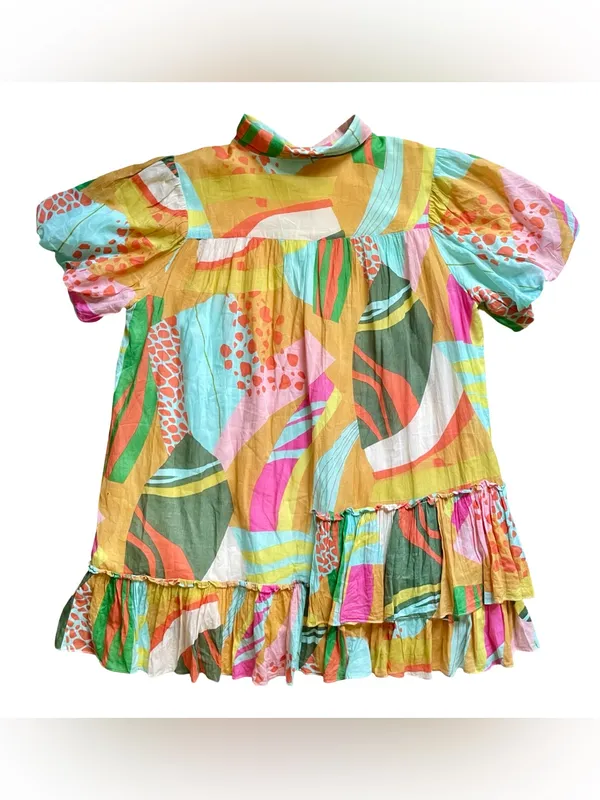 Karlie Multicolor Zebra Abstract Puff-Sleeve Mini Dress - Image 7