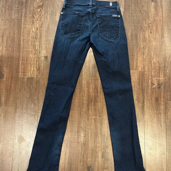 7 for All Mankind Straight Leg Women Size 27 Blue Jean Low Rise Dark Wash - Image 7