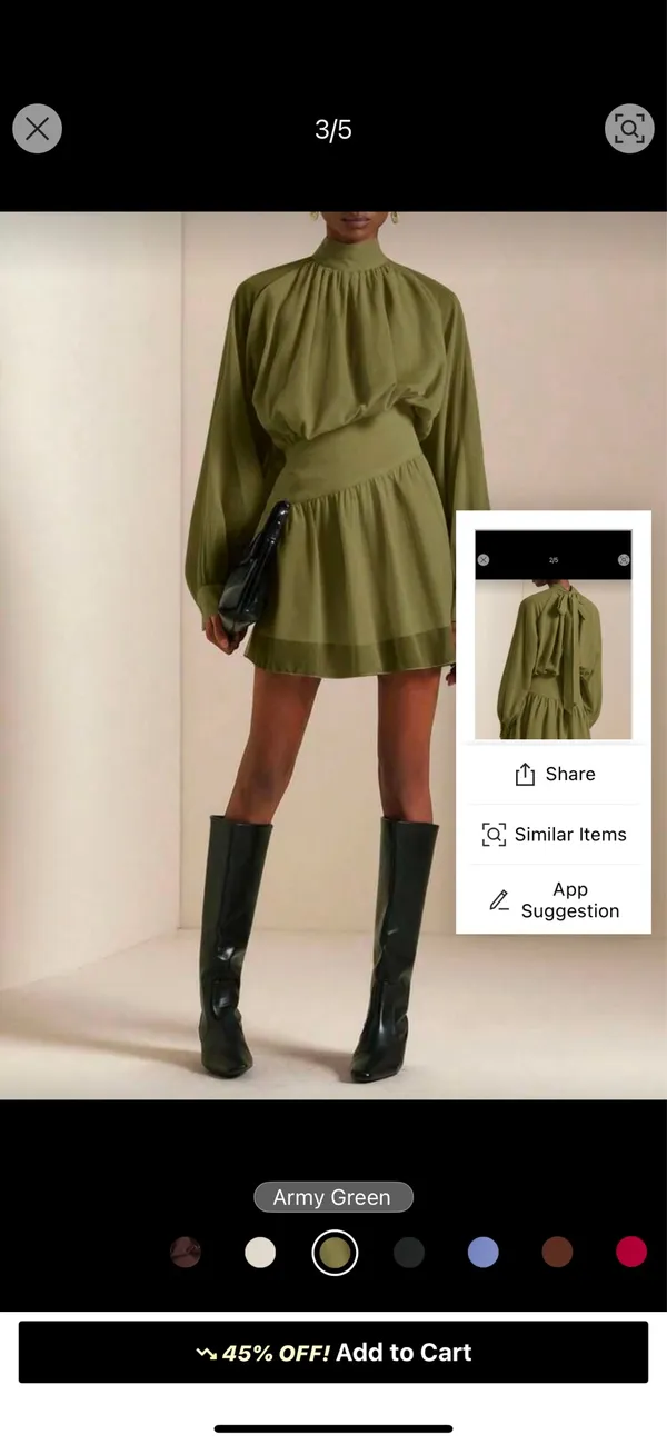 SHEIN romper Vesra Autumn New Ruffled Hem Printed Long Sleeve Waist Cinched Mini Dress - Image 3