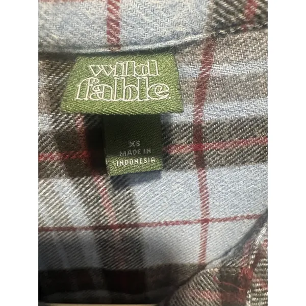Wild Fable Blue‎ Plaid Flannel Shirt Jacket XS Pockets 100% Cotton - Image 4