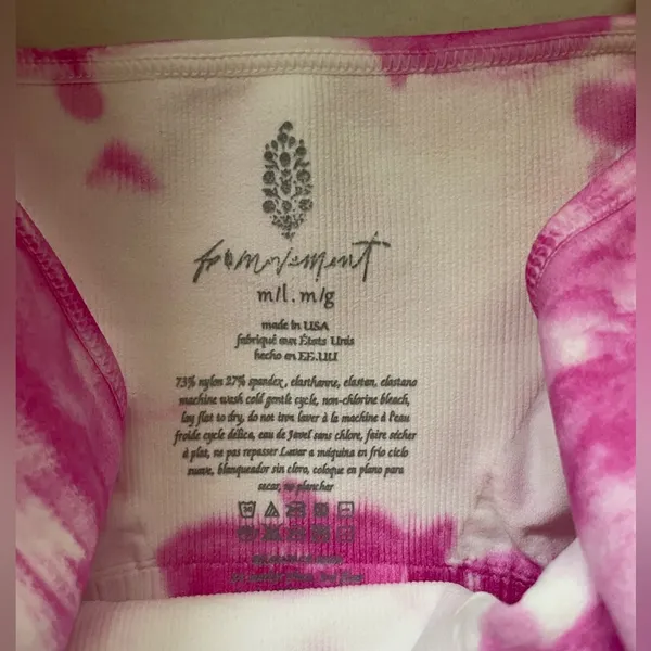 NWT Free People Movement Good Karma Bra crop Top Pink Tie Dye Size M/L - Image 5