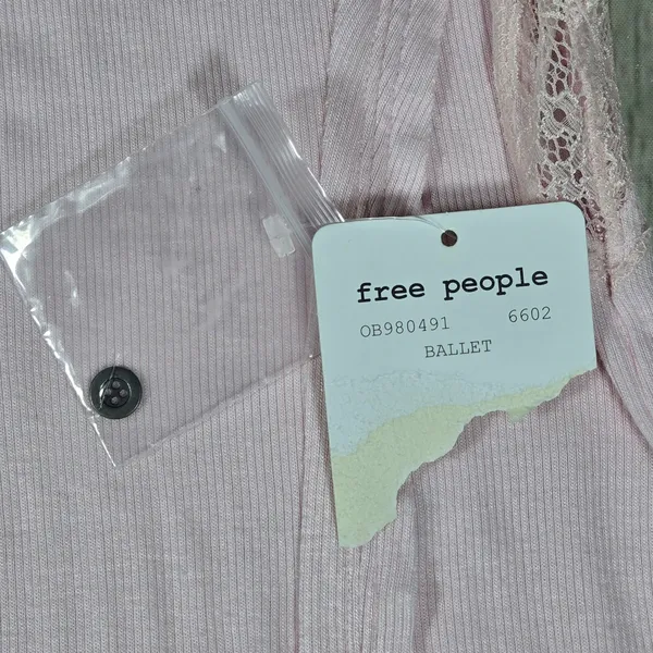Free People Dale‎ Tank Top Ballet Ribbed Lace Open Back Pink OB980491 M - Image 3