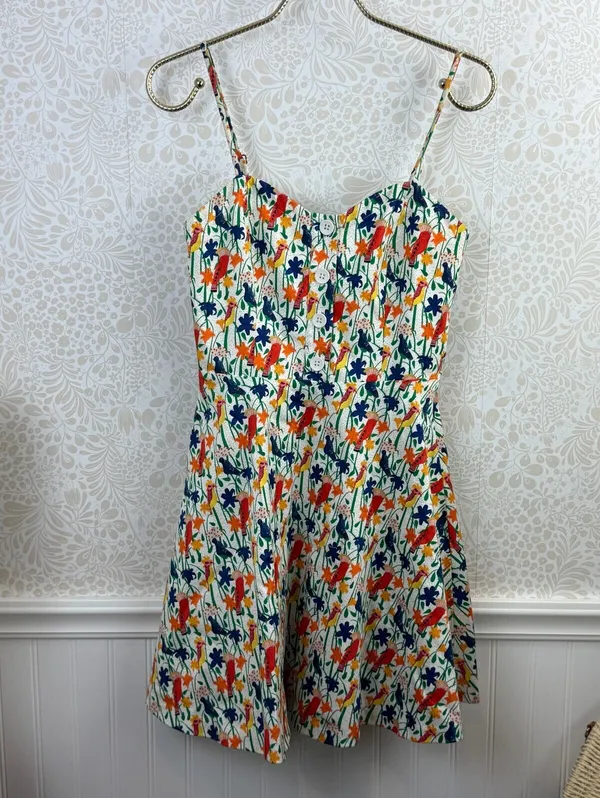 alice + olivia White Nella Bird Pattern Sleeveless Mini Dress - Size - 0 - Image 5