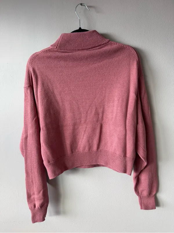 Wilfred Free Aritzia Women’s Merino Wool Mauve Mock Neck Sweater Medium - Image 9