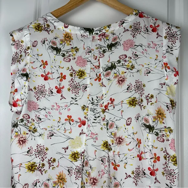 Pleione Women's Floral Print Sleeveless Blouse White Multi Size Large (L) - Image 12