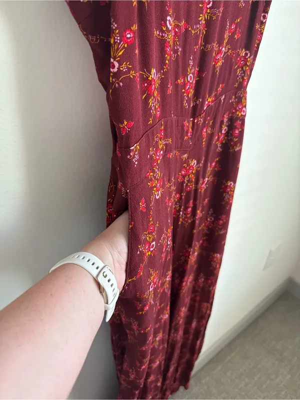 Madewell Apron Bowback Jumpsuit Red Floral Wide Leg Open Back Size 2 - Image 5
