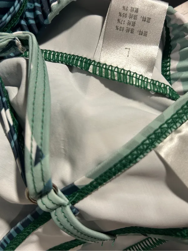 Tropical Palm Leaf Bikini Set Swim Skirt High Waisted Mint Green Large Fits M/S - Image 3