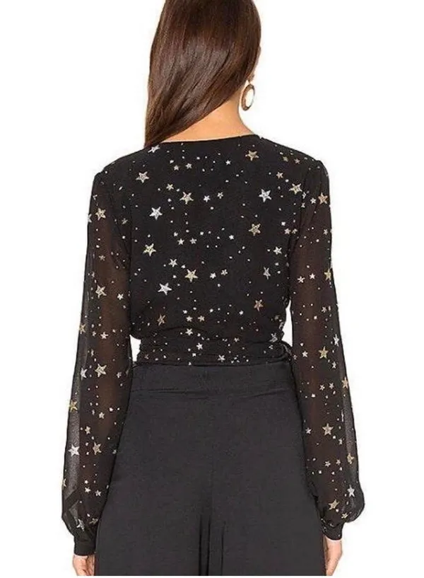 Revolve Starry Glitter Wrap Top - Image 3