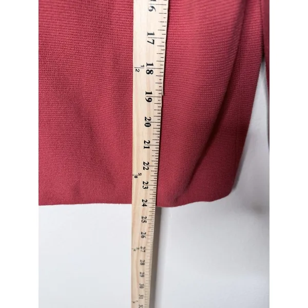 CAbi Red Notch Lapel‎ Blazer Jacket 100% Cotton Women's Size Medium 3/4 Sleeve - Image 5