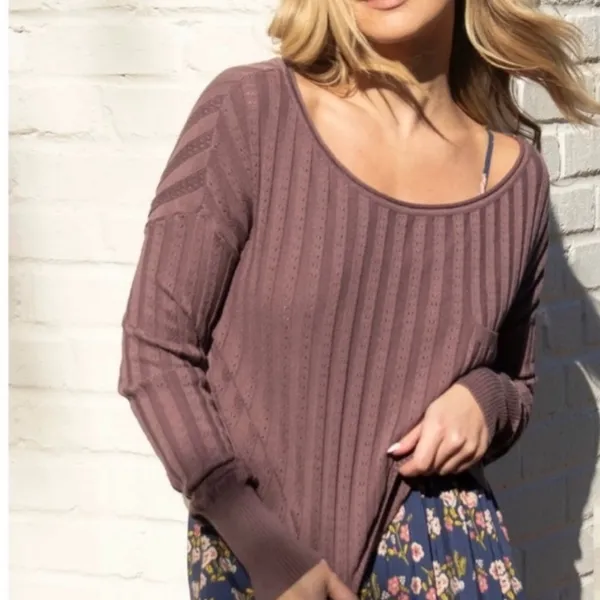 Natural Life Patti Ribbed Knit Layering Sweater XL Boho Chic Feminine Cottage - Image 3