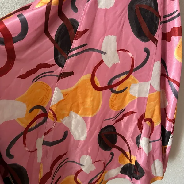 Aureta Anthropologie Studio Printed Puff Sleeve Maxi Cut Out Dress Pink Abstract - Image 8