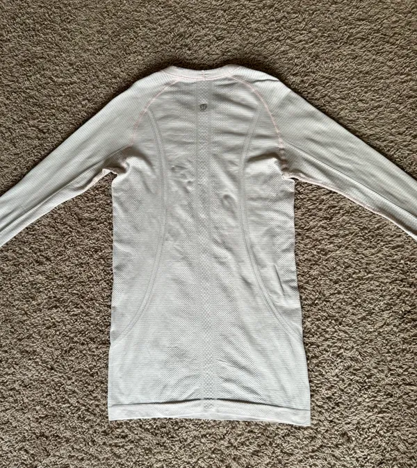 Lululemon Swiftly Tech Long Sleeve Shirt White and Light Pink - Image 5