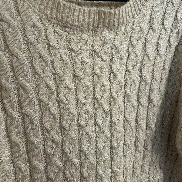 POL Women's Size Medium Sweater‎ Pullover Cable Knit Oversized Loose Fit Cream - Image 6